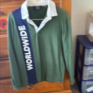 Green and Navy Worldwide Rugby Shirt